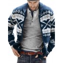 Men's Sweater Cardigan Jumper Knit Full Zip Knitted Retro V Neck Stylish Vintage Style Causal Daily Wear Fall Winter Navy Blue M L XL / Acrylic / Long Sleeve / Hand wash / Washable / Unisex