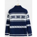 Men's Sweater Cardigan Jumper Knit Full Zip Knitted Retro V Neck Stylish Vintage Style Causal Daily Wear Fall Winter Navy Blue M L XL / Acrylic / Long Sleeve / Hand wash / Washable / Unisex