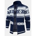 Men's Sweater Cardigan Jumper Knit Full Zip Knitted Retro V Neck Stylish Vintage Style Causal Daily Wear Fall Winter Navy Blue M L XL / Acrylic / Long Sleeve / Hand wash / Washable / Unisex