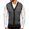 Men's Sweater Vest Jumper Ribbed Knit Cropped Knitted Color Block V Neck Stylish Basic Daily Holiday Fall Winter Green Black M L XL / Cotton / Sleeveless