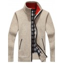 Men's Sweater Cardigan Jumper Knit Pocket Knitted Solid Color Stand Collar Stylish Vintage Style Outdoor Fall Winter Black Blue XS S M / Long Sleeve / Regular Fit / Long Sleeve