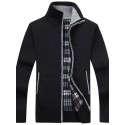 Men's Sweater Cardigan Jumper Knit Pocket Knitted Solid Color Stand Collar Stylish Vintage Style Outdoor Fall Winter Black Blue XS S M / Long Sleeve / Regular Fit / Long Sleeve