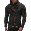 Men's Sweater Cardigan Jumper Knit Regular Stripe Pocket Solid Colored Turtleneck Sweaters Chunky Daily Going out Fall Winter Sillver Gray Pearl White S M L / Polyester / Long Sleeve / Machine wash