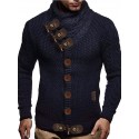 Men's Sweater Cardigan Jumper Knit Regular Stripe Pocket Solid Colored Turtleneck Sweaters Chunky Daily Going out Fall Winter Sillver Gray Pearl White S M L / Polyester / Long Sleeve / Machine wash