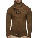Men's Sweater Cardigan Jumper Knit Regular Stripe Pocket Solid Colored Turtleneck Sweaters Chunky Daily Going out Fall Winter Sillver Gray Pearl White S M L / Polyester / Long Sleeve / Machine wash