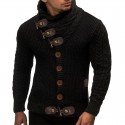 Men's Sweater Cardigan Jumper Knit Regular Stripe Pocket Solid Colored Turtleneck Sweaters Chunky Daily Going out Fall Winter Sillver Gray Pearl White S M L / Polyester / Long Sleeve / Machine wash