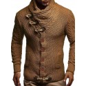 Men's Sweater Cardigan Jumper Knit Knitted Braided Solid Color Turtleneck Vintage Style Cardigan Dailywear Daily Fall Winter White Black S M L / Long Sleeve / Long Sleeve / Loose