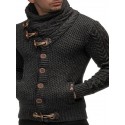 Men's Sweater Cardigan Jumper Knit Knitted Braided Solid Color Turtleneck Vintage Style Cardigan Dailywear Daily Fall Winter White Black S M L / Long Sleeve / Long Sleeve / Loose