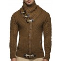 Men's Sweater Cardigan Jumper Knit Knitted Braided Solid Color Turtleneck Vintage Style Cardigan Dailywear Daily Fall Winter White Black S M L / Long Sleeve / Long Sleeve / Loose