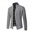 Men's Sweater Pajamas Sweater Cardigans Sweater Coat Bishop Sleeve Zipper St Collar Medium Thickness Spring &  Fall Black Gray Khaki