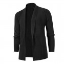 Men's Cardigan Sweater Jumper Ribbed Knit Knitted Solid Color Shirt Collar Stylish Basic Daily Holiday Fall Winter Black Gray M L XL / Long Sleeve