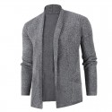 Men's Cardigan Sweater Jumper Ribbed Knit Knitted Solid Color Shirt Collar Stylish Basic Daily Holiday Fall Winter Black Gray M L XL / Long Sleeve