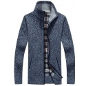 Men's Cardigan Jumper Knit Regular Braided Stand Collar Basic Daily Fall Black Blue M L XL / Long Sleeve / Regular Fit / Long Sleeve