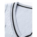 Men's Sweater Vest Jumper Knit Knitted Color Block V Neck Stylish Vintage Style Home Fall Winter White Black S M L / Sleeveless / Sleeveless