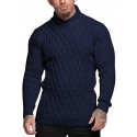 Men's Pullover Sweater Jumper Waffle Knit Knitted Solid Color Stand Collar Stylish Basic Daily Holiday Fall Winter White Black M L XL / Long Sleeve