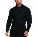 Men's Pullover Sweater Jumper Waffle Knit Knitted Solid Color Stand Collar Stylish Basic Daily Holiday Fall Winter White Black M L XL / Long Sleeve