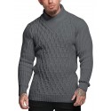 Men's Pullover Sweater Jumper Waffle Knit Knitted Solid Color Stand Collar Stylish Basic Daily Holiday Fall Winter White Black M L XL / Long Sleeve