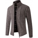 Men's Sweater Cardigan Jumper Knit Knitted Braided Solid Color Stand Collar Vintage Style Soft Daily Fall Winter Blue Wine XS S M / Long Sleeve / Regular Fit / Long Sleeve