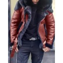 Men's Jacket Outdoor Street Daily Fall Winter Regular Coat Regular Fit Thermal Warm Windproof Breathable Streetwear Sporty Casual Jacket Long Sleeve Solid Color Pocket Green Black Wine / Faux Leather