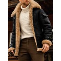 Men's Jacket Outdoor Street Daily Fall Winter Regular Coat Regular Fit Thermal Warm Windproof Breathable Streetwear Sporty Casual Jacket Long Sleeve Solid Color Pocket Black Khaki Red / Faux Leather