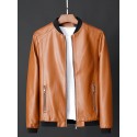 Men's Jacket Street Daily Fall Winter Regular Coat Stand Collar Regular Fit Thermal Warm Breathable Casual Jacket Long Sleeve Solid Color Pocket Black Blue Orange
