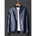 Men's Jacket Street Daily Fall Winter Regular Coat Stand Collar Regular Fit Thermal Warm Breathable Casual Jacket Long Sleeve Solid Color Pocket Black Blue Orange