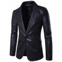 Men's Blazer Sport Jacket Sport Coat Smart Casual Regular Pocket Coat White Black Khaki Red Business Business Fall Single Breasted One-button Turndown  Faux Leather / Winter / Long Sleeve / Work