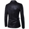 Men's Blazer Sport Jacket Sport Coat Smart Casual Regular Pocket Coat White Black Khaki Red Business Business Fall Single Breasted One-button Turndown  Faux Leather / Winter / Long Sleeve / Work