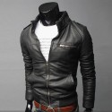 Men's Faux Leather Jacket Daily Going out Work Spring &  Fall Regular Coat Stand Collar Regular Fit Basic Vintage Jacket Long Sleeve Solid Colored Black Light Brown Brown