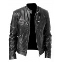Men's Regular Pocket Coat Black Brown Street Fall Zipper Stand Collar Regular Fit XS S M L XL XXL / Winter / Faux Leather / Long Sleeve / Dry clean only / Micro-elastic