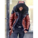 Men's Jacket Outdoor Street Daily Fall Winter Regular Coat Regular Fit Thermal Warm Windproof Breathable Streetwear Sporty Casual Jacket Long Sleeve Solid Color Pocket Green Black Pink / Faux Leather