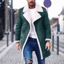 Men's Jacket Teddy Coat Daily Going out Fall Winter Long Coat Regular Fit Thermal Warm Windproof Warm Streetwear Casual Jacket Long Sleeve Color Block Patchwork Pocket Green Black Gray / Faux Fur