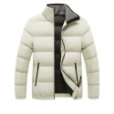Men's Parka Outdoor Street Daily Fall Winter Regular Coat Stand Collar Regular Fit Warm Breathable Sporty Casual Jacket Long Sleeve Plain Pocket Full Zip Black Blue Wine / Going out