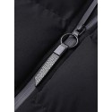 Men's Parka Outdoor Street Daily Fall Winter Regular Coat Stand Collar Regular Fit Warm Breathable Sporty Casual Jacket Long Sleeve Plain Pocket Full Zip Black Blue Wine / Going out