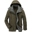 Men's Parka Outdoor Street Daily Fall Winter Long Coat Regular Fit Thermal Warm Breathable Sporty Casual Jacket Long Sleeve Solid Color Fur Trim Pocket Green Blue Khaki / Full Zip / Going out