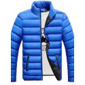 Men's Parka Outdoor Street Daily Winter Regular Coat Stand Collar Regular Fit Warm Breathable Sporty Casual Jacket Long Sleeve Solid Color Pocket Full Zip Black Blue Royal Blue / Going out