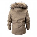 men's winter warm coat hooded outdoor thick jackets with removable faux fur collar hood-black-xs