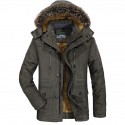 Men's Hiking Down Jacket Winter Outdoor Solid Color Windproof Fleece Lining Warm Jacket Parka Black khaki Dark Blue Army Green
