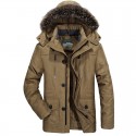 Men's Hiking Down Jacket Winter Outdoor Solid Color Windproof Fleece Lining Warm Jacket Parka Black khaki Dark Blue Army Green
