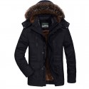 Men's Hiking Down Jacket Winter Outdoor Solid Color Windproof Fleece Lining Warm Jacket Parka Black khaki Dark Blue Army Green