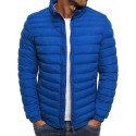 Men's Cotton Padded Down Coat Going out Coat Stand Collar Casual Daily Fashion Lightweight Jacket Solid Color Light Blue Navy Gray