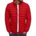 Men's Cotton Padded Down Coat Going out Coat Stand Collar Casual Daily Fashion Lightweight Jacket Solid Color Light Blue Navy Gray