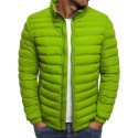 Men's Cotton Padded Down Coat Going out Coat Stand Collar Casual Daily Fashion Lightweight Jacket Solid Color Light Blue Navy Gray