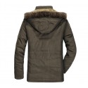 Men's Parka Parka Daily Solid Colored Polyester Long Sleeve Hooded Black / Army Green / Khaki L / XL / XXL