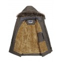 Men's Parka Parka Daily Solid Colored Polyester Long Sleeve Hooded Black / Army Green / Khaki L / XL / XXL