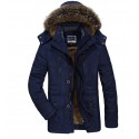 Men's Parka Parka Daily Solid Colored Polyester Long Sleeve Hooded Black / Army Green / Khaki L / XL / XXL