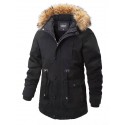 Men's Parka Daily Winter Regular Coat Stand Collar Loose Fit Thermal Warm Windproof Breathable Lightweight Elegant Jacket Long Sleeve Solid Color Drawstring Black Khaki Army Green