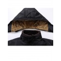 Men's Padded Long Coat Regular Fit Jacket Solid Colored Black / Plus Size / Plus Size