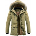 men's winter cold-proof sherpa lined down alternative parka jacket removable fur hood (large, 10-black)