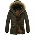 men's winter cold-proof sherpa lined down alternative parka jacket removable fur hood (large, 10-black)